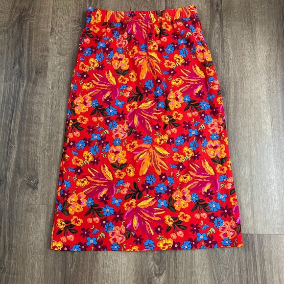 Maison d’ Amelie Floral Red Button Down Midi Skirt Sz XS - Picture 6 of 11